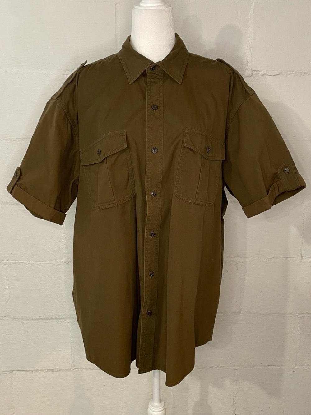 Orvis Olive Green Short Sleeve Button-Down Shirt